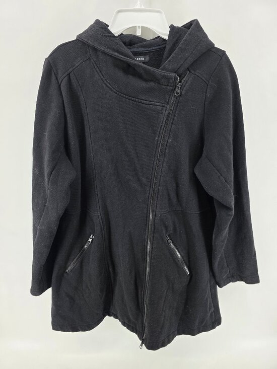 torrid Jackets & Blazers - Torrid Black Fleece Asymmetrical Zip Hoodie Coat – Size 1X